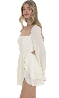 LUCY IN THE SKY Mini Dresses^Flare Sleeve A-line Dress In White
