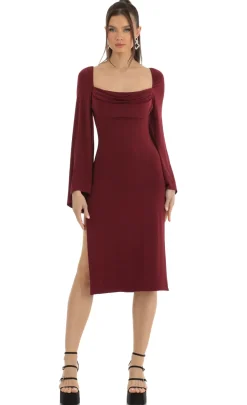 LUCY IN THE SKY Midi Dresses^Flare Sleeve Midi Dress In Red