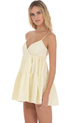 LUCY IN THE SKY Mini Dresses^Floral Babydoll Wrap Dress In Yellow
