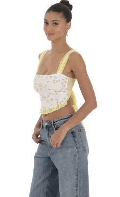 LUCY IN THE SKY Tops^Floral Back Tie Top In White