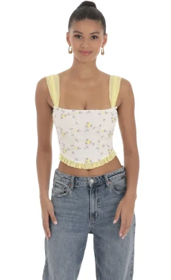 LUCY IN THE SKY Tops^Floral Back Tie Top In White