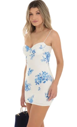 LUCY IN THE SKY Mini Dresses^Floral Bodycon Dress In White