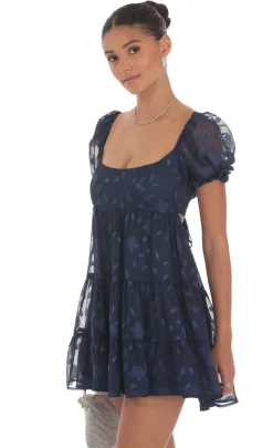 LUCY IN THE SKY Mini Dresses^Floral Chiffon Fit And Flare Dress In Navy