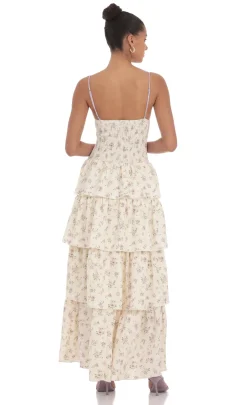 LUCY IN THE SKY Maxi Dresses^Floral Cutout Ruffle Maxi Dress In Cream