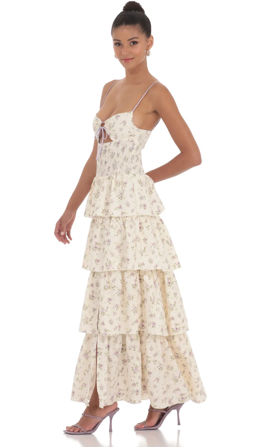 LUCY IN THE SKY Maxi Dresses^Floral Cutout Ruffle Maxi Dress In Cream