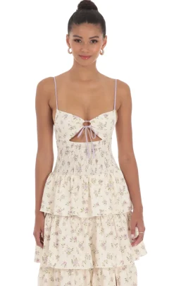 LUCY IN THE SKY Maxi Dresses^Floral Cutout Ruffle Maxi Dress In Cream