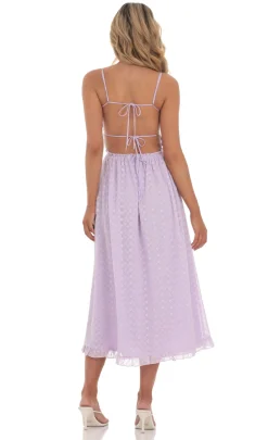 LUCY IN THE SKY Midi Dresses^Floral Embroidered Open Back Midi Dress In Lavender