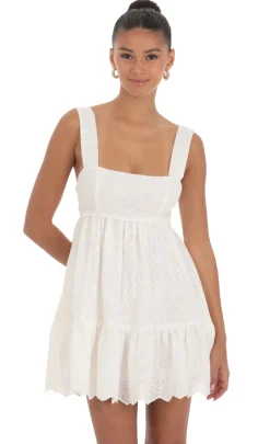 LUCY IN THE SKY Mini Dresses^Floral Eyelet Dress In White