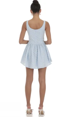 LUCY IN THE SKY Mini Dresses^Floral Eyelet Flare Dress In Blue