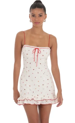 LUCY IN THE SKY Mini Dresses^Floral Eyelet Ruffle Dress In White
