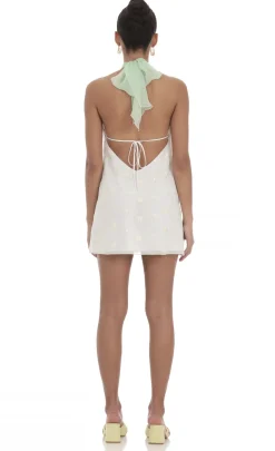 LUCY IN THE SKY Mini Dresses^Floral Halter Shift Dress In White