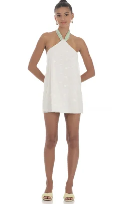 LUCY IN THE SKY Mini Dresses^Floral Halter Shift Dress In White