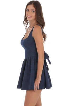 LUCY IN THE SKY Mini Dresses^Floral Jacquard Open Back Bow Dress In Navy