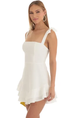 LUCY IN THE SKY Mini Dresses^Floral Jacquard Ruffle Dress In White