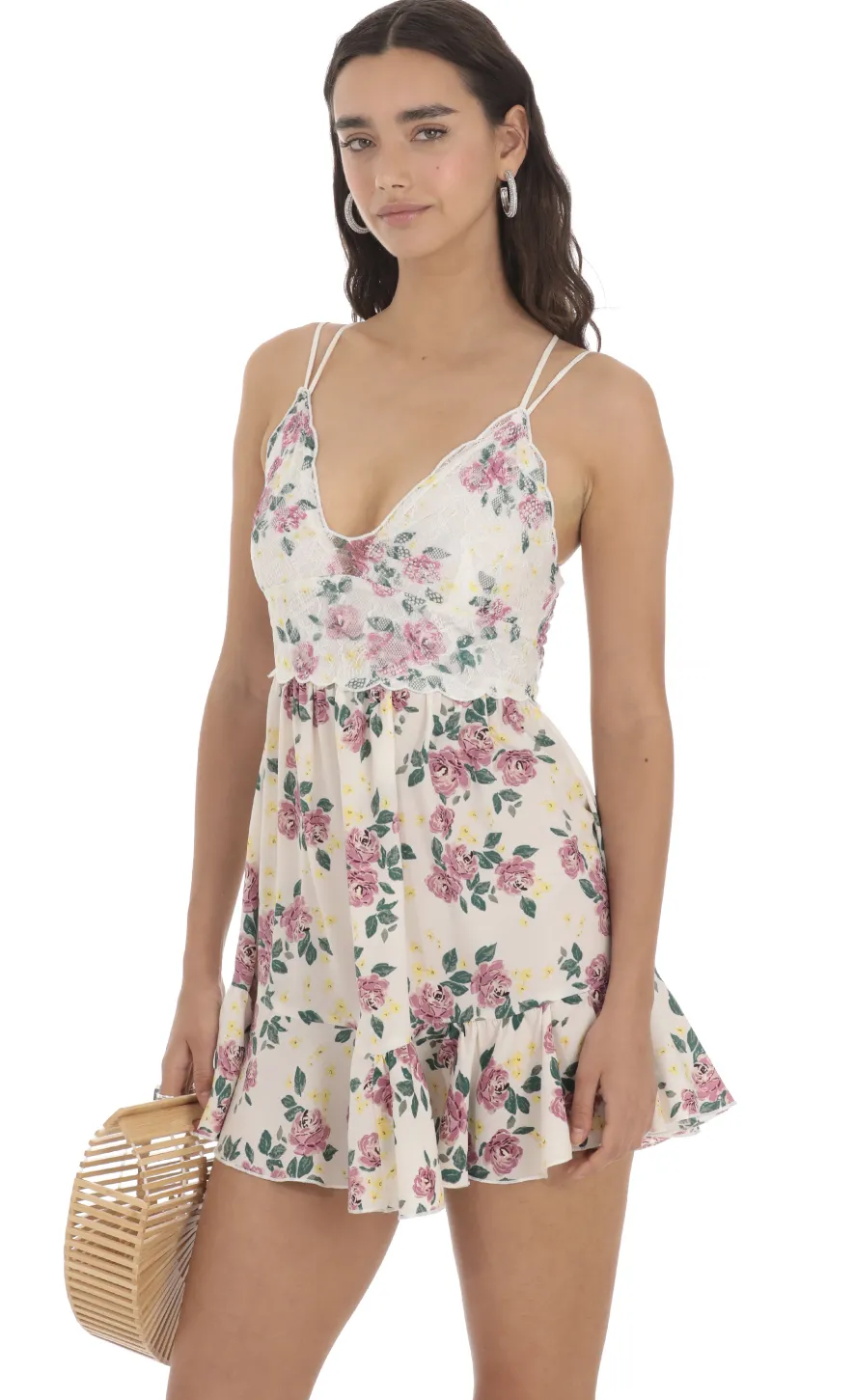 LUCY IN THE SKY Mini Dresses^Floral Lace Dress In White