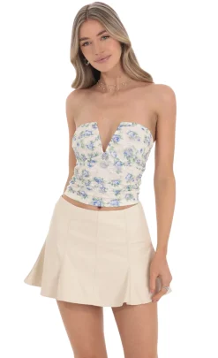 LUCY IN THE SKY Tops^Floral Lace Strapless Top In White