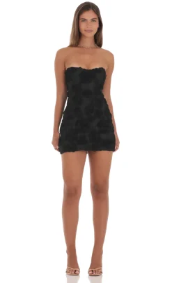 LUCY IN THE SKY Mini Dresses^Floral Mesh Strapless Dress In Black