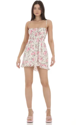 LUCY IN THE SKY Mini Dresses^Floral Open Back Dress In White