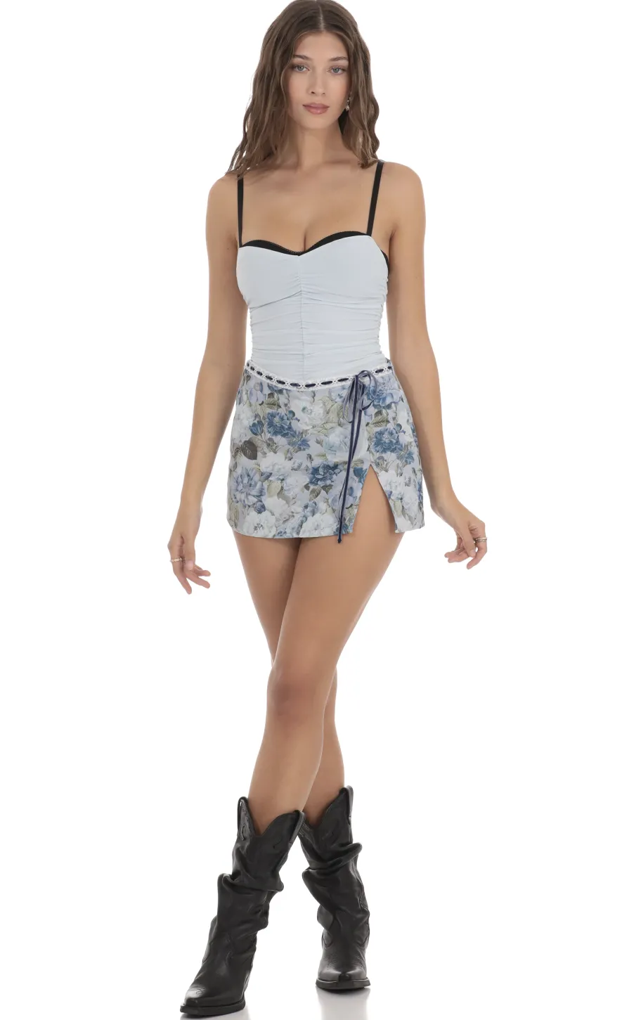 LUCY IN THE SKY Skirts|Shorts^Floral Print Skort In Blue