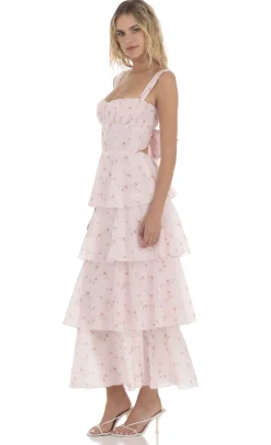 LUCY IN THE SKY Maxi Dresses^Floral Ruffle Maxi Dress In Pink