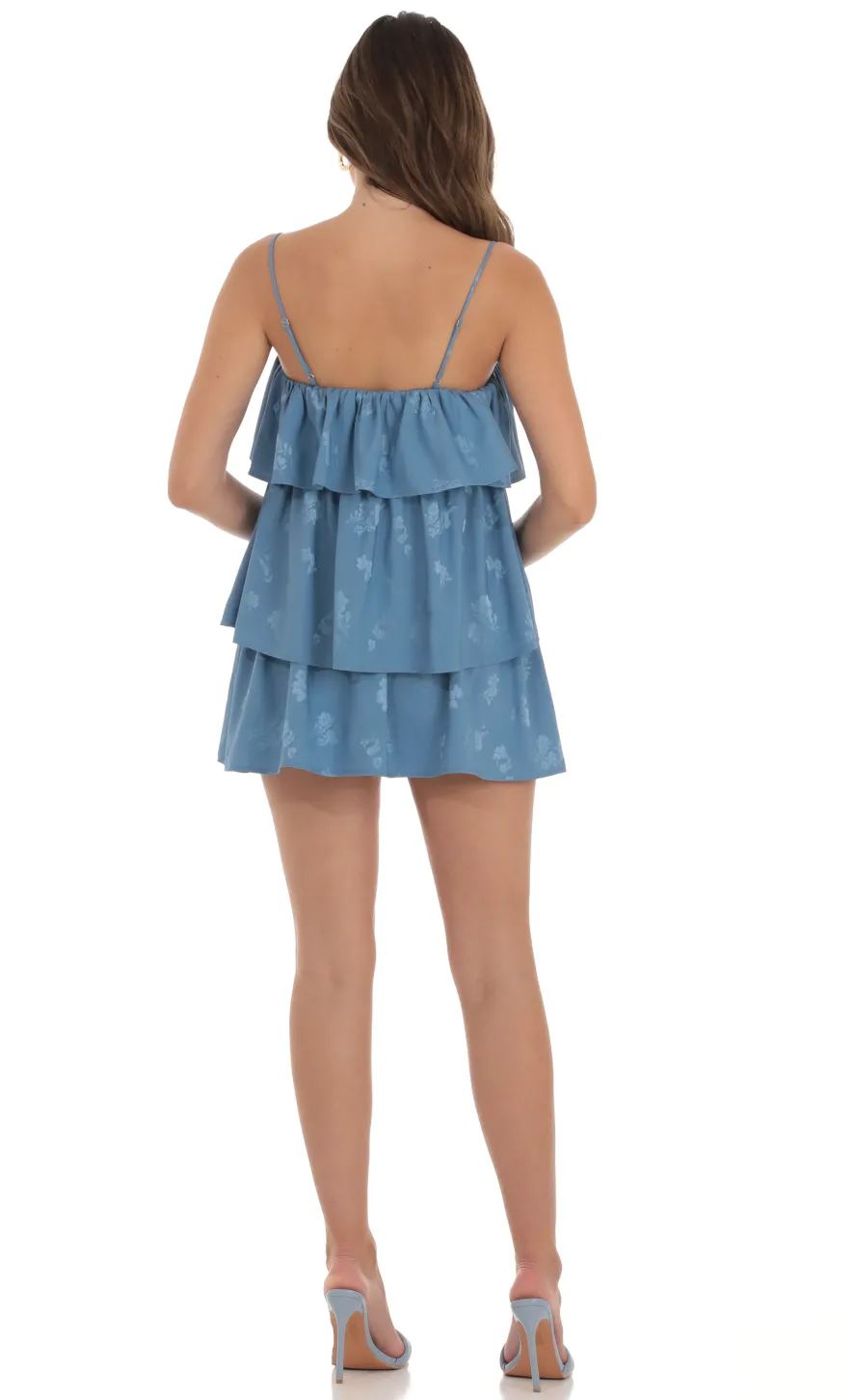 LUCY IN THE SKY Mini Dresses^Floral Ruffle Shift Dress In Blue