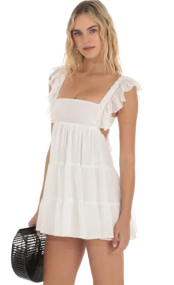 LUCY IN THE SKY Rompers^Floral Ruffle Strap Babydoll Romper In White