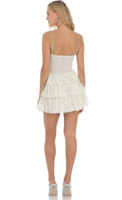 LUCY IN THE SKY Mini Dresses^Floral Smocked Ruffle Dress In Pale Yellow