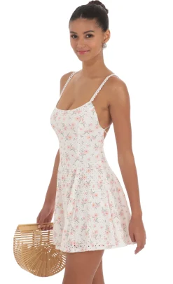LUCY IN THE SKY Mini Dresses^Floral Strap Crossback Fit And Flare Dress In White