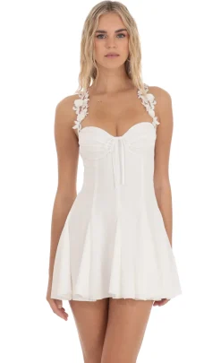 LUCY IN THE SKY Mini Dresses^Floral Strap Fit And Flare Dress In White