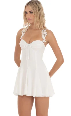 LUCY IN THE SKY Mini Dresses^Floral Strap Fit And Flare Dress In White