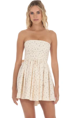 LUCY IN THE SKY Mini Dresses^Floral Strapless A-line Dress In Cream