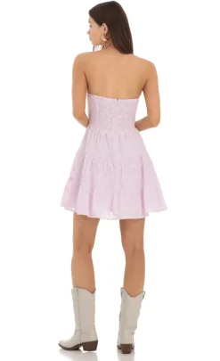 LUCY IN THE SKY Mini Dresses^Floral Strapless Keyhole Dress In Lavender