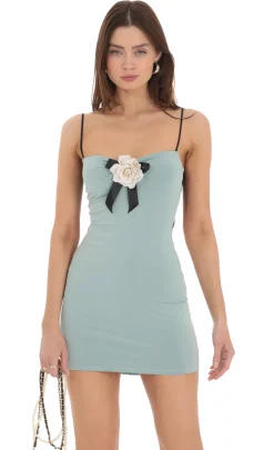 LUCY IN THE SKY Mini Dresses^Flower Bodycon Dress In Mint Blue