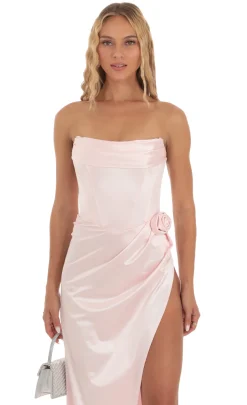 LUCY IN THE SKY Maxi Dresses^Flower Strapless Maxi Dress In Pink