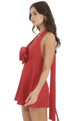 LUCY IN THE SKY Mini Dresses^Flower V-Neck Dress In Red