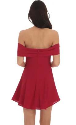 LUCY IN THE SKY Mini Dresses^Front Bow Off Shoulder Dress In Red
