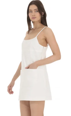 LUCY IN THE SKY Mini Dresses^Front Pocket Dress In White