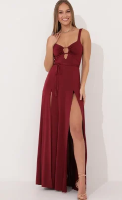 LUCY IN THE SKY Maxi Dresses^Front Tie Maxi Dress In Red