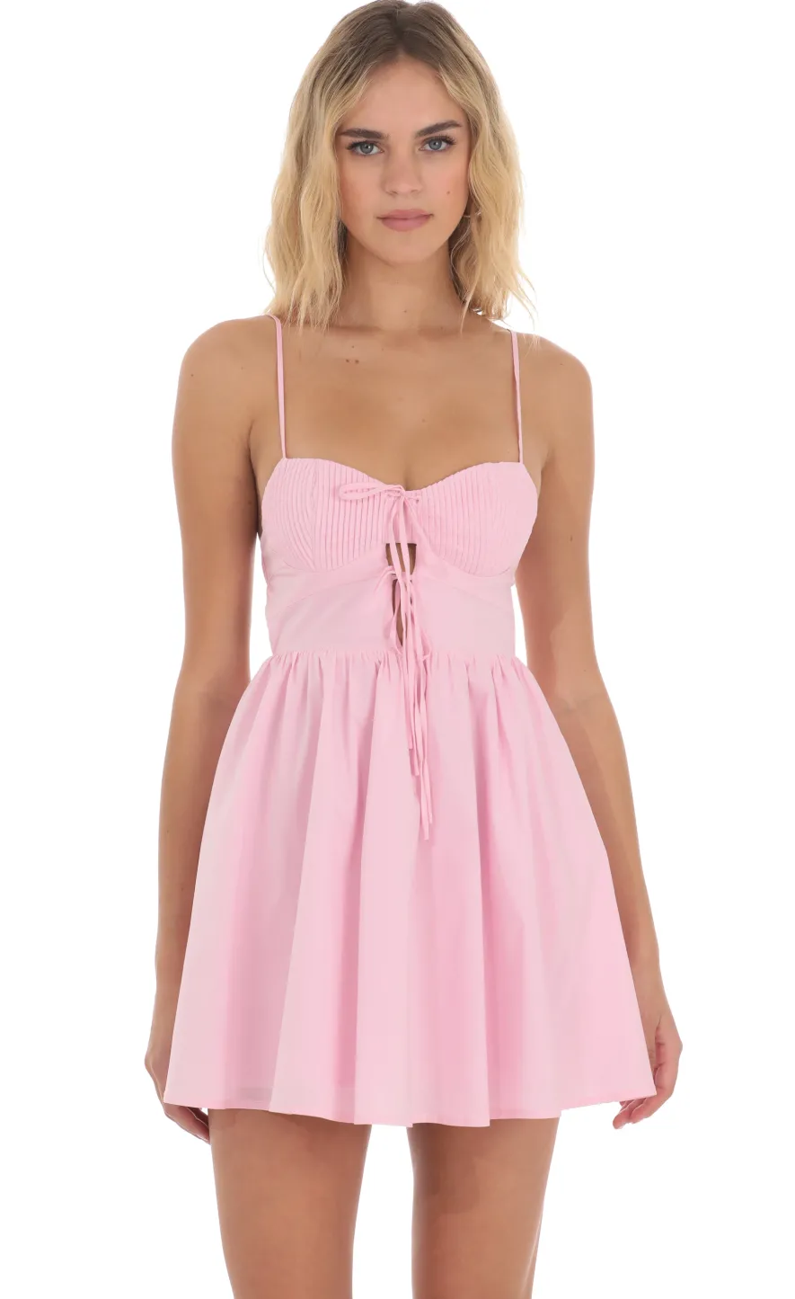 LUCY IN THE SKY Mini Dresses^Front Ties A-line Dress In Pink
