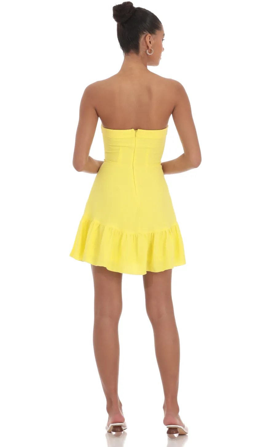 LUCY IN THE SKY Mini Dresses^Front Tie Strapless Corset Dress In Yellow