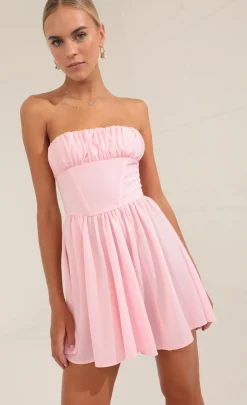 LUCY IN THE SKY Mini Dresses^Glinda Crepe Corset Dress In Pink