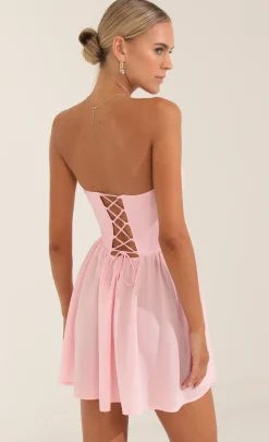 LUCY IN THE SKY Mini Dresses^Glinda Crepe Corset Dress In Pink