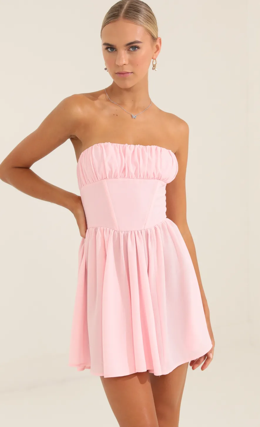 LUCY IN THE SKY Mini Dresses^Glinda Crepe Corset Dress In Pink