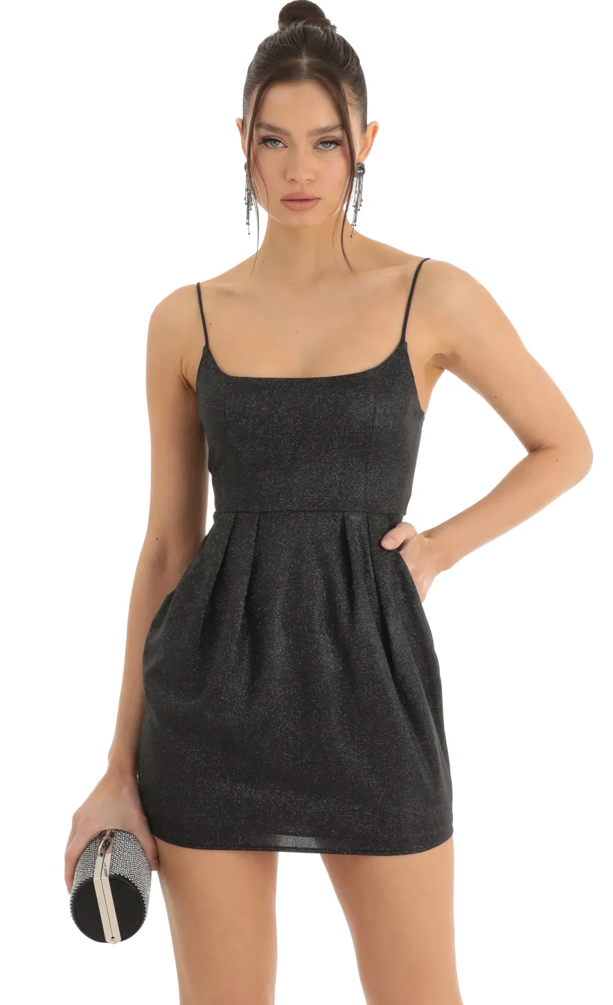 LUCY IN THE SKY Mini Dresses^Glitter Dress In Black