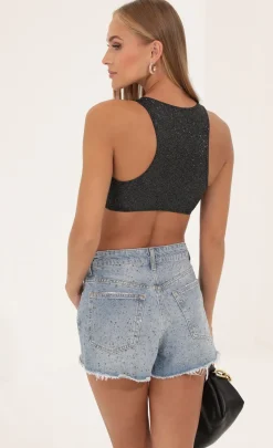 LUCY IN THE SKY Two-Piece Sets^Glitter Racer Back Top In Black