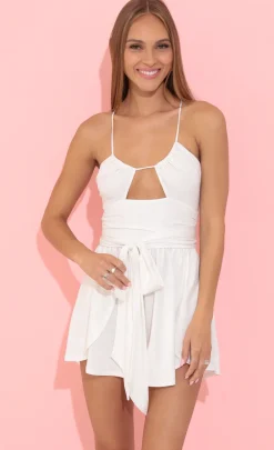 LUCY IN THE SKY Rompers^Gold Foil Dots Romper In White
