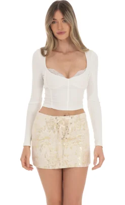 LUCY IN THE SKY Skirts^Gold Shimmer Ribbon Skirt In Cream