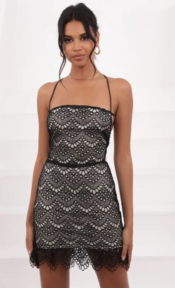 LUCY IN THE SKY Mini Dresses^Guipure Lace Dress In Black