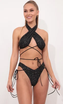 LUCY IN THE SKY Swimwear^Halter Bikini Set In Foil Printed Spec Splash