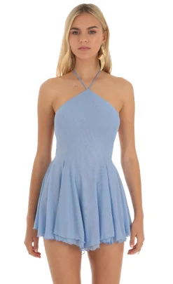 LUCY IN THE SKY Mini Dresses^Halter Dress In Blue